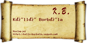 Kálló Borbála névjegykártya